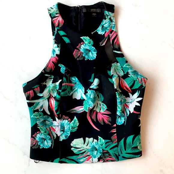 Green and Pink Guess Crop Top - Picture 3 of 5